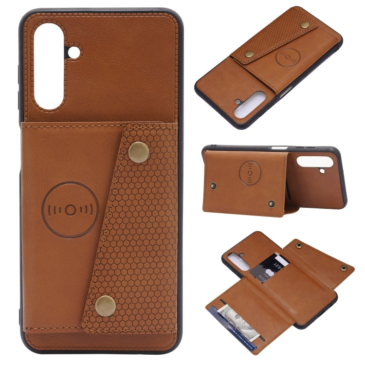 For Samsung Galaxy A13 5G Double Buckle PU + TPU Magnetic Phone Case