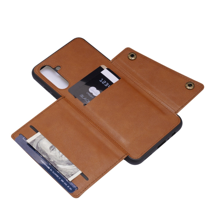 For Samsung Galaxy A13 5G Double Buckle PU + TPU Magnetic Phone Case