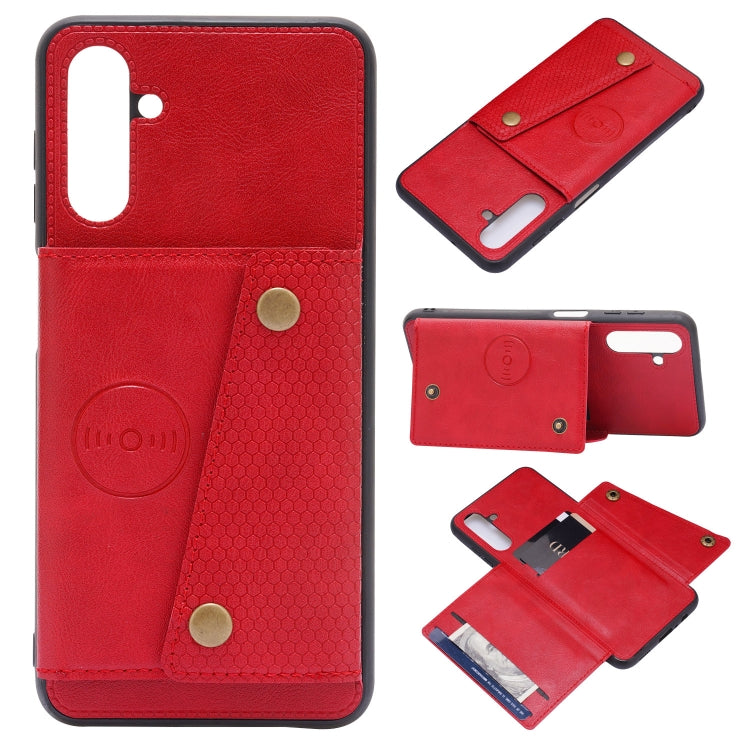 For Samsung Galaxy A13 5G Double Buckle PU + TPU Magnetic Phone Case