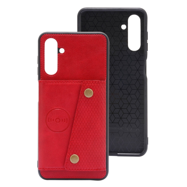 For Samsung Galaxy A13 5G Double Buckle PU + TPU Magnetic Phone Case