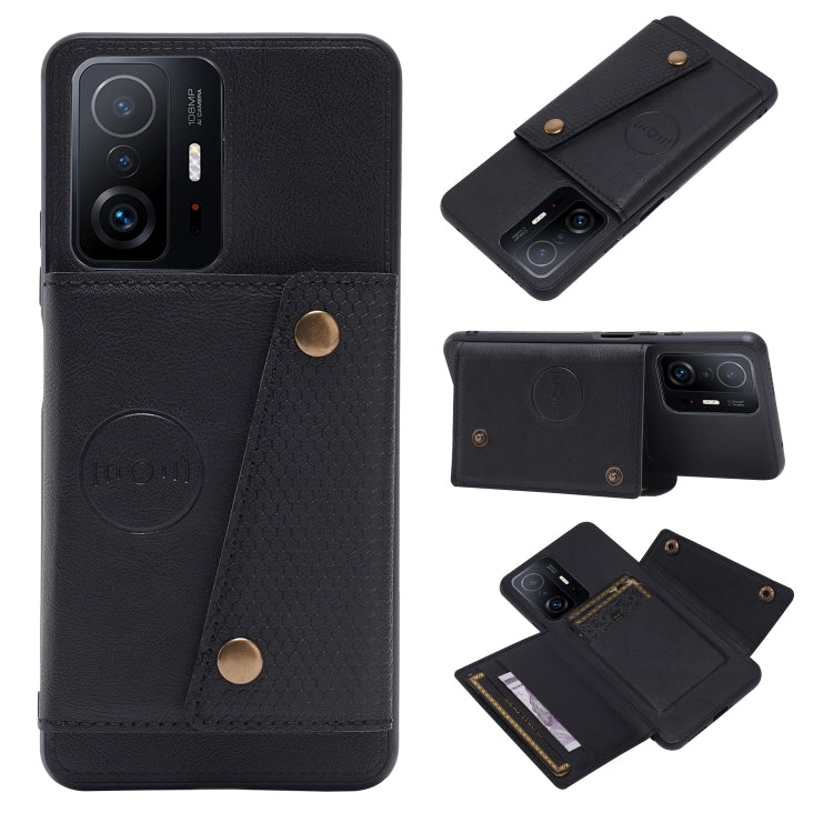 For Xiaomi 11T Double Buckle PU + TPU Magnetic Phone Case