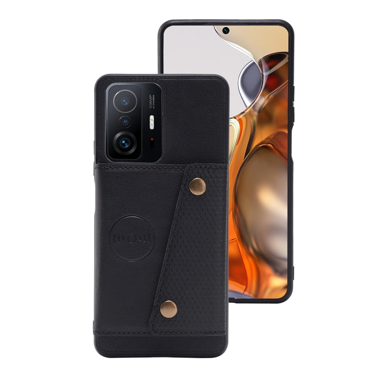 For Xiaomi 11T Double Buckle PU + TPU Magnetic Phone Case