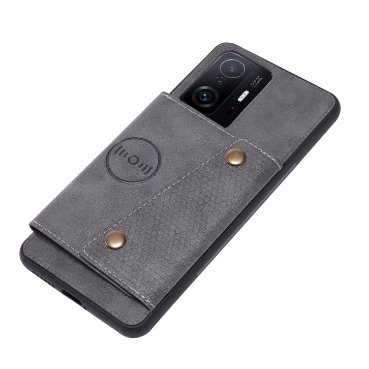 For Xiaomi 11T Double Buckle PU + TPU Magnetic Phone Case