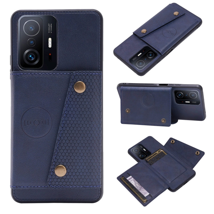 For Xiaomi 11T Double Buckle PU + TPU Magnetic Phone Case