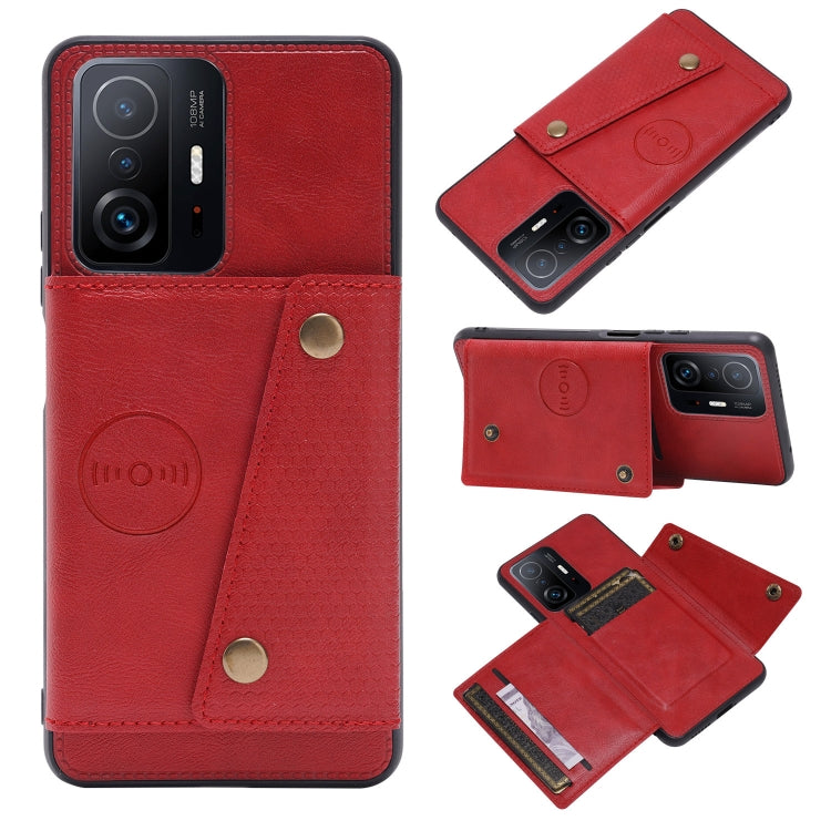 For Xiaomi 11T Double Buckle PU + TPU Magnetic Phone Case