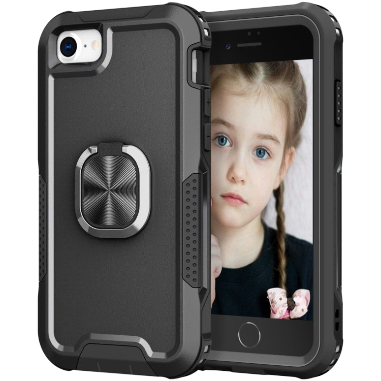 For iPhone SE 2022 / SE 2020 / 8 / 7 3 in 1 PC + TPU Phone Case with Ring Holder