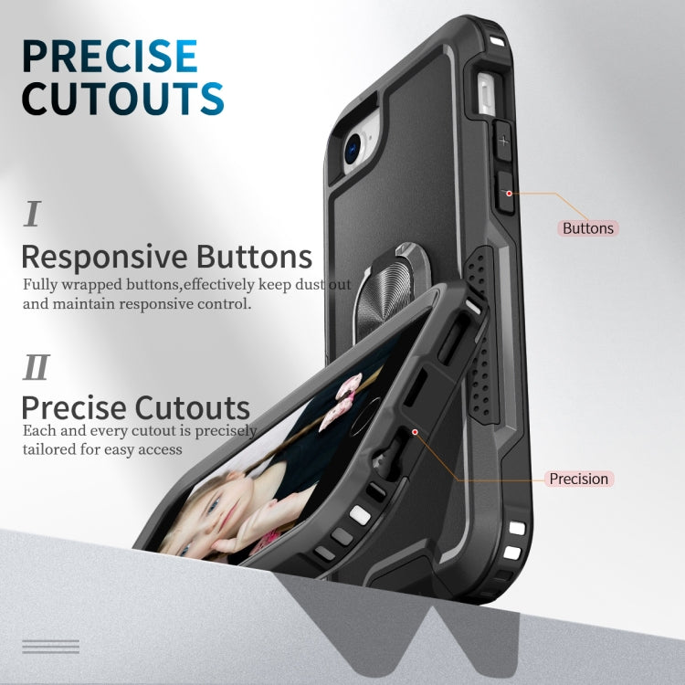 For iPhone SE 2022 / SE 2020 / 8 / 7 3 in 1 PC + TPU Phone Case with Ring Holder