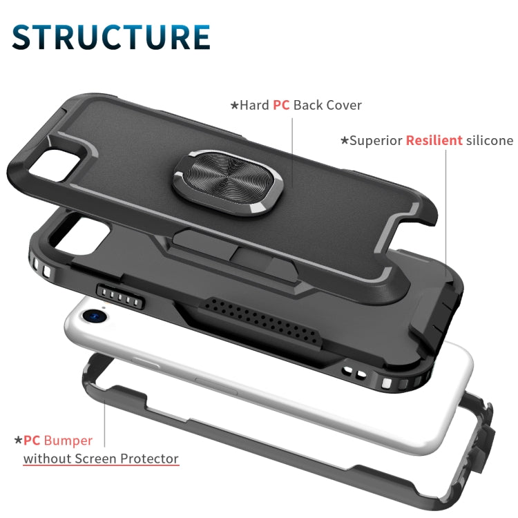 For iPhone SE 2022 / SE 2020 / 8 / 7 3 in 1 PC + TPU Phone Case with Ring Holder