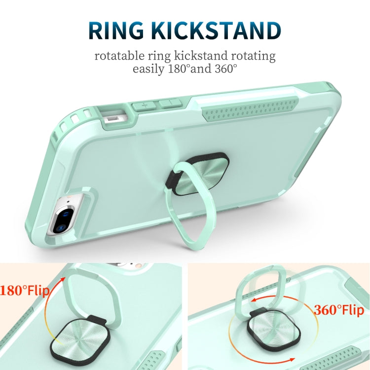 3 in 1 PC + TPU Phone Case with Ring Holder For iPhone 8 Plus & 7 Plus
