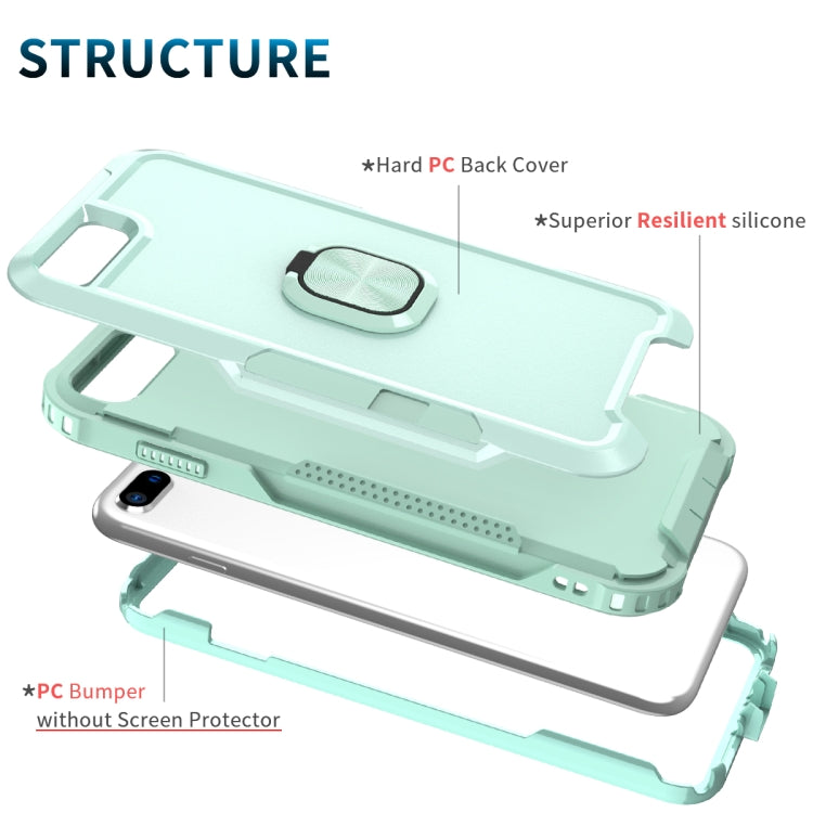 3 in 1 PC + TPU Phone Case with Ring Holder For iPhone 8 Plus & 7 Plus