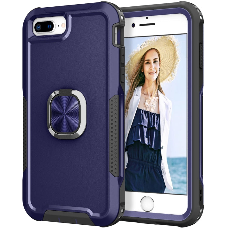 3 in 1 PC + TPU Phone Case with Ring Holder For iPhone 8 Plus & 7 Plus