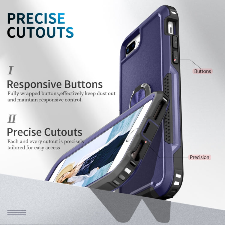 3 in 1 PC + TPU Phone Case with Ring Holder For iPhone 8 Plus & 7 Plus