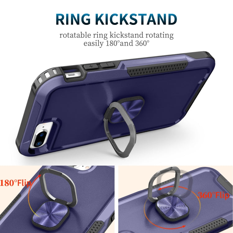 3 in 1 PC + TPU Phone Case with Ring Holder For iPhone 8 Plus & 7 Plus