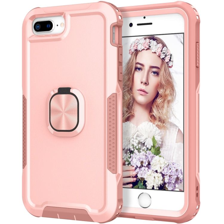 3 in 1 PC + TPU Phone Case with Ring Holder For iPhone 8 Plus & 7 Plus