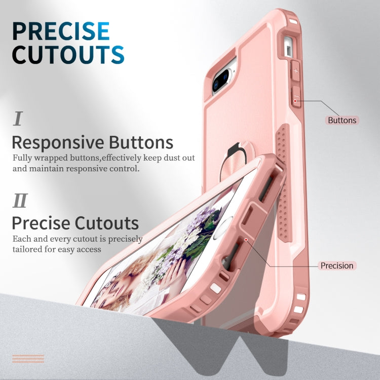 3 in 1 PC + TPU Phone Case with Ring Holder For iPhone 8 Plus & 7 Plus