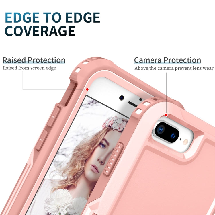 3 in 1 PC + TPU Phone Case with Ring Holder For iPhone 8 Plus & 7 Plus