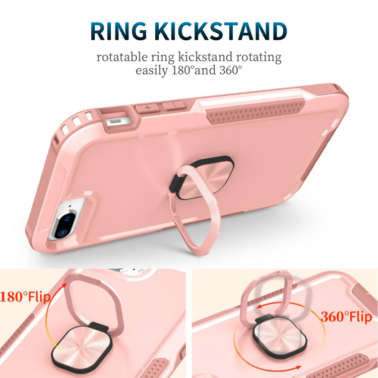 3 in 1 PC + TPU Phone Case with Ring Holder For iPhone 8 Plus & 7 Plus