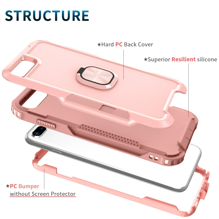 3 in 1 PC + TPU Phone Case with Ring Holder For iPhone 8 Plus & 7 Plus