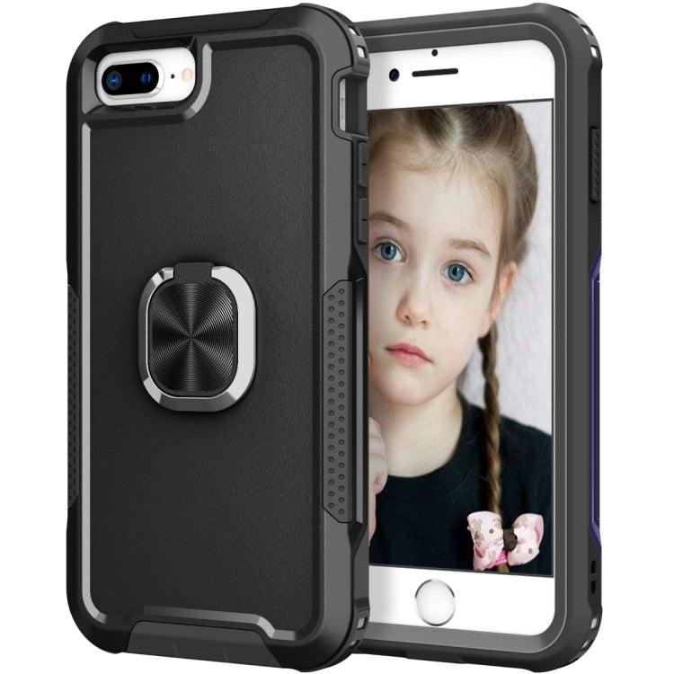 3 in 1 PC + TPU Phone Case with Ring Holder For iPhone 8 Plus & 7 Plus