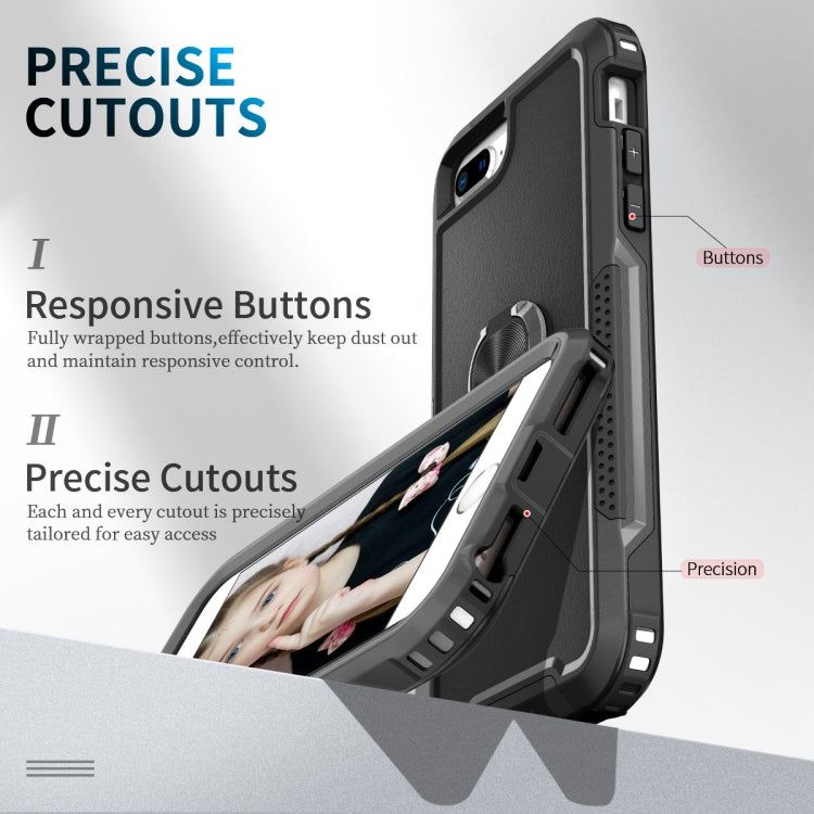 3 in 1 PC + TPU Phone Case with Ring Holder For iPhone 8 Plus & 7 Plus