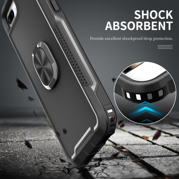3 in 1 PC + TPU Phone Case with Ring Holder For iPhone 8 Plus & 7 Plus