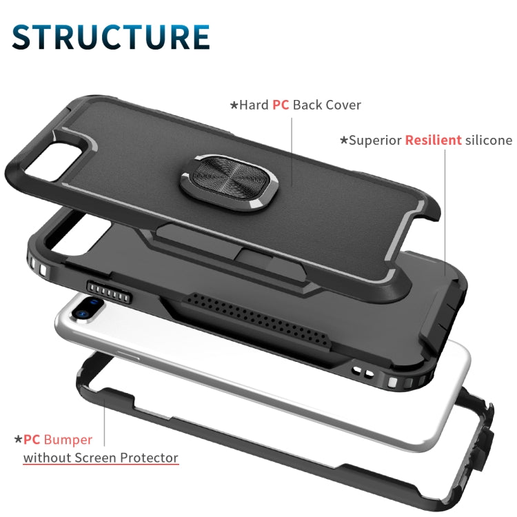 3 in 1 PC + TPU Phone Case with Ring Holder For iPhone 8 Plus & 7 Plus