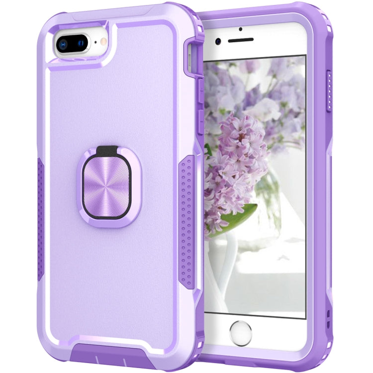 3 in 1 PC + TPU Phone Case with Ring Holder For iPhone 8 Plus & 7 Plus