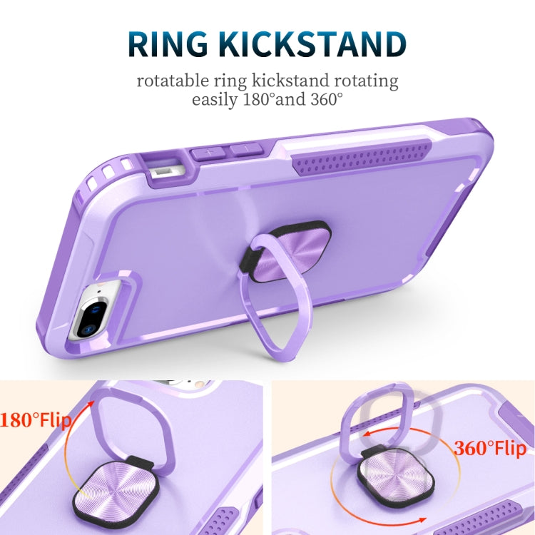 3 in 1 PC + TPU Phone Case with Ring Holder For iPhone 8 Plus & 7 Plus