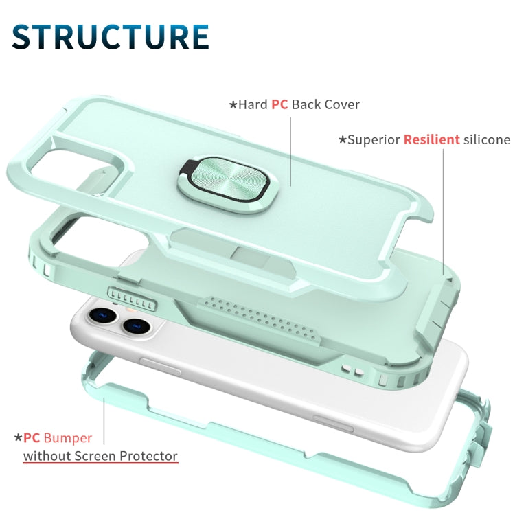3 in 1 PC + TPU Phone Case with Ring Holder For iPhone 11
