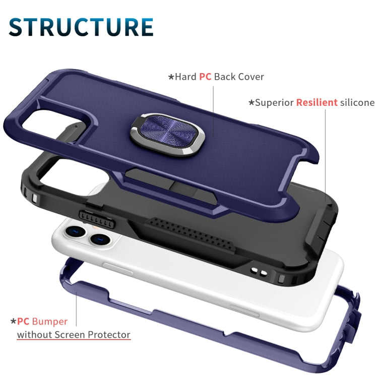 3 in 1 PC + TPU Phone Case with Ring Holder For iPhone 11
