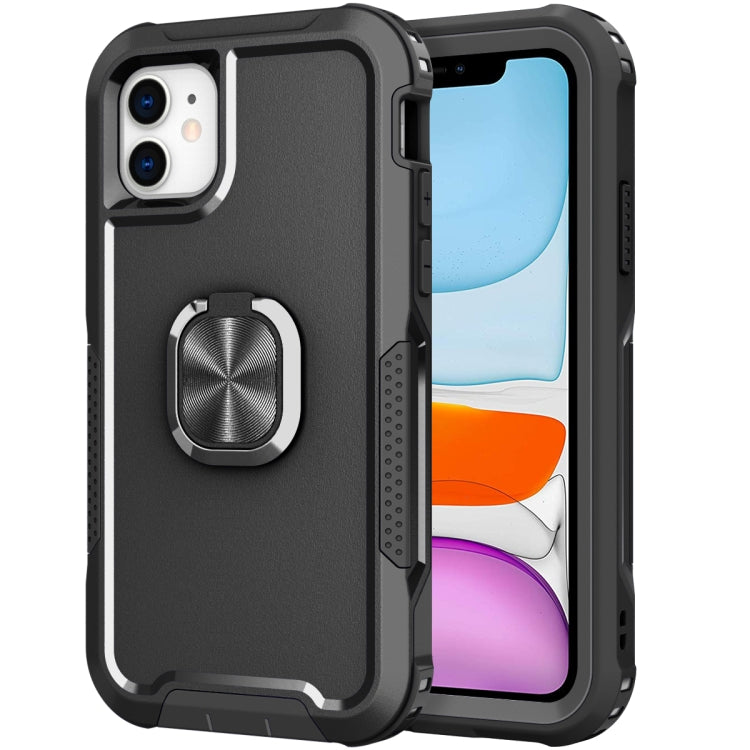 3 in 1 PC + TPU Phone Case with Ring Holder For iPhone 11