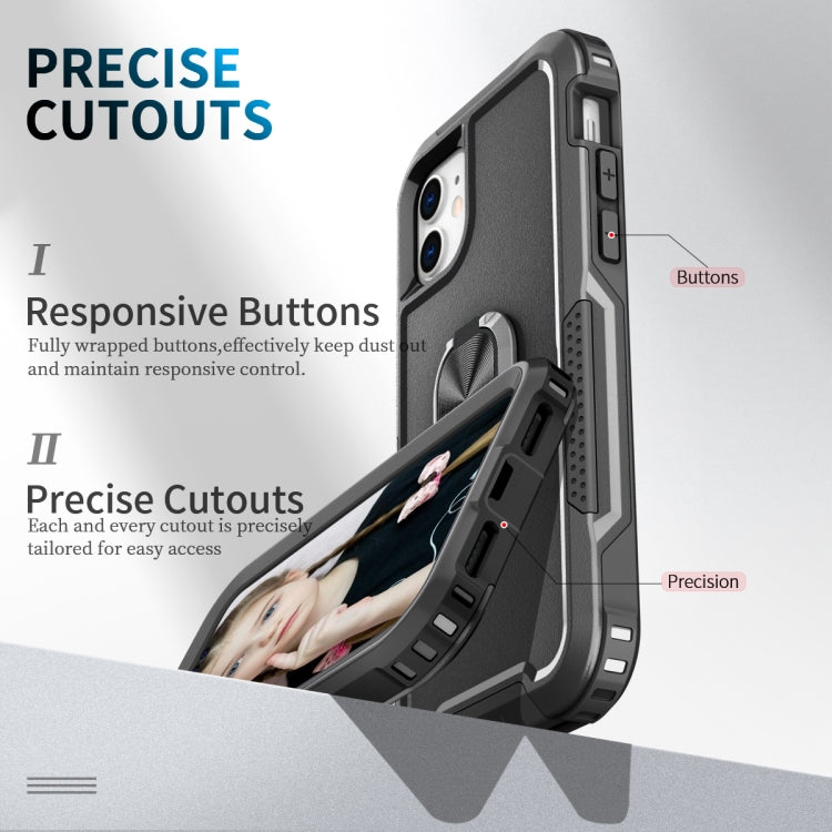 3 in 1 PC + TPU Phone Case with Ring Holder For iPhone 11
