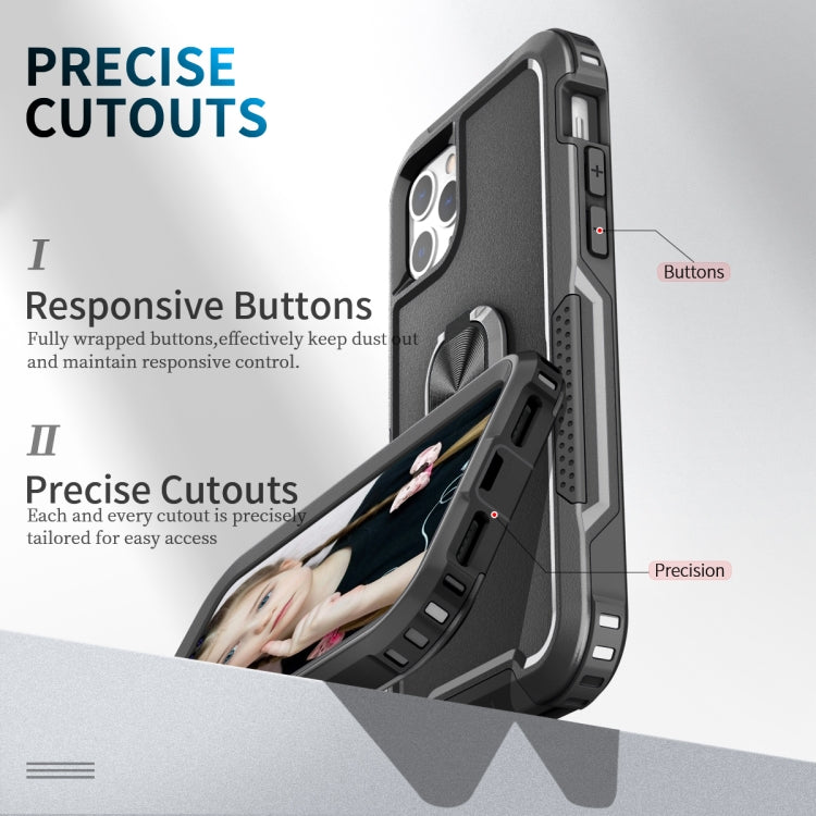 3 in 1 PC + TPU Phone Case with Ring Holder For iPhone 11 Pro