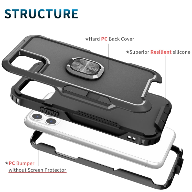3 in 1 PC + TPU Phone Case with Ring Holder For iPhone 11 Pro