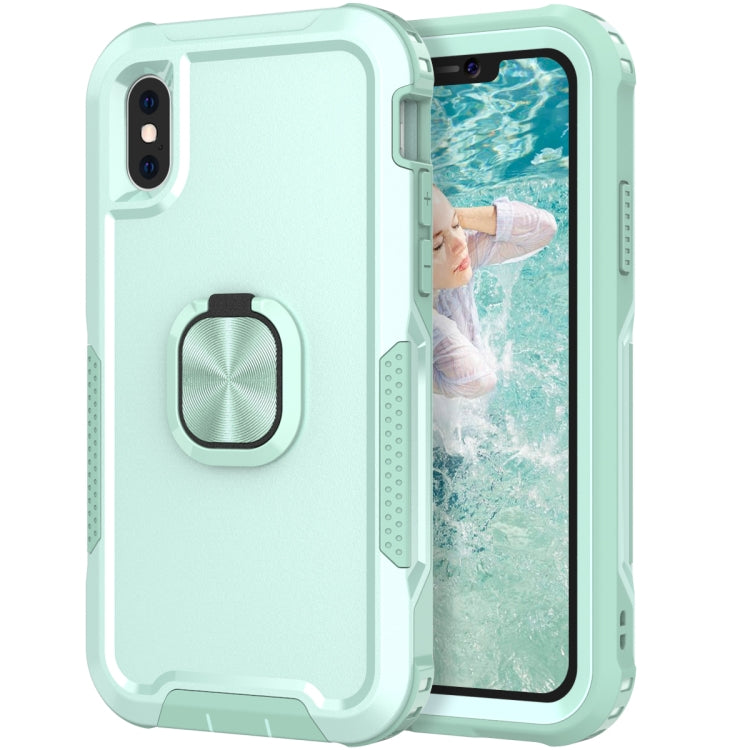 For iPhone XS Max 3 in 1 PC + TPU Phone Case with Ring Holder
