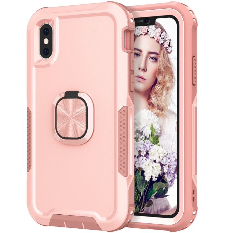 For iPhone XS Max 3 in 1 PC + TPU Phone Case with Ring Holder