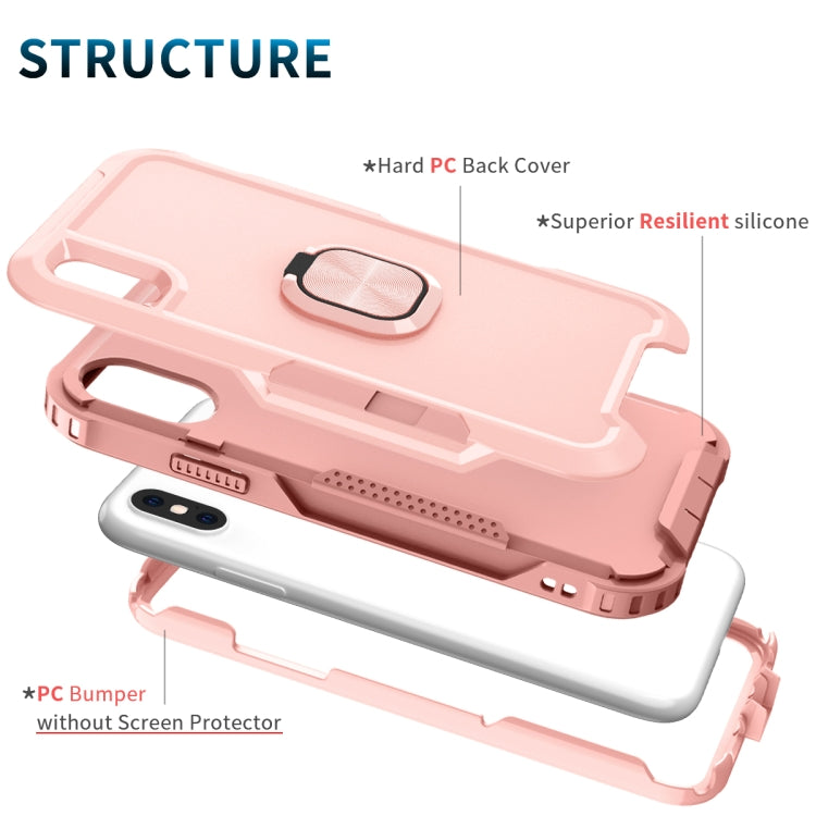 For iPhone XS Max 3 in 1 PC + TPU Phone Case with Ring Holder