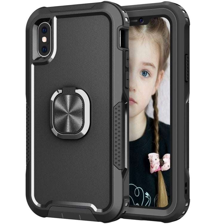 For iPhone XS Max 3 in 1 PC + TPU Phone Case with Ring Holder