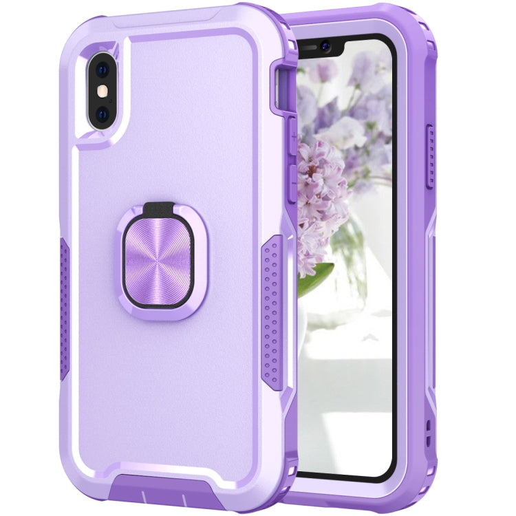 For iPhone XS Max 3 in 1 PC + TPU Phone Case with Ring Holder