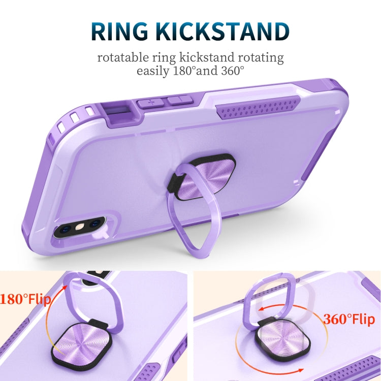 For iPhone XS Max 3 in 1 PC + TPU Phone Case with Ring Holder