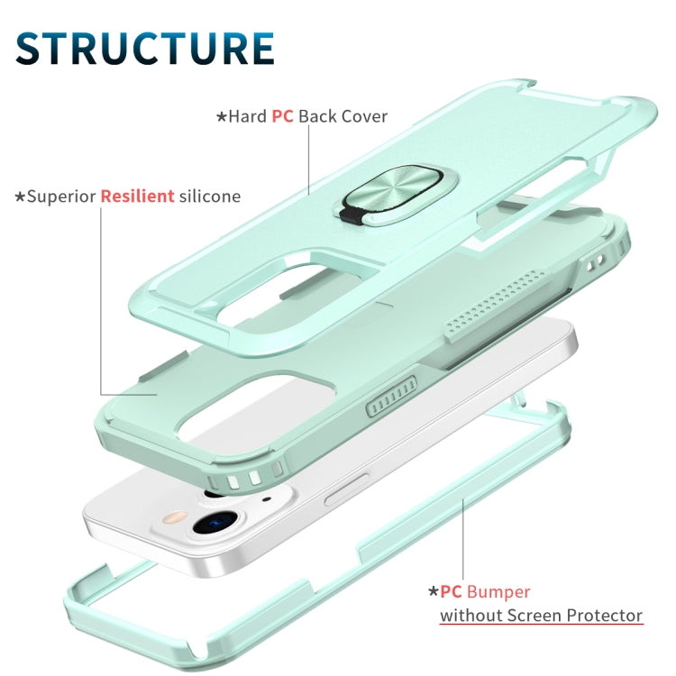 For iPhone 13 mini 3 in 1 PC + TPU Phone Case with Ring Holder
