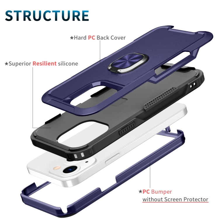 For iPhone 13 mini 3 in 1 PC + TPU Phone Case with Ring Holder