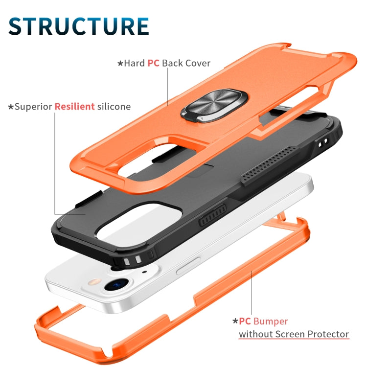 For iPhone 13 mini 3 in 1 PC + TPU Phone Case with Ring Holder