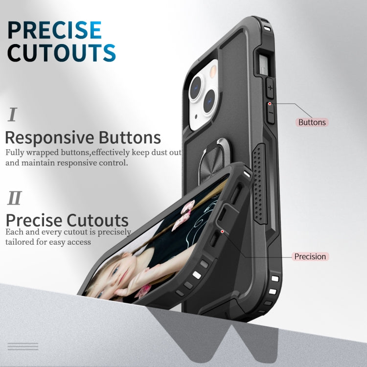 For iPhone 13 mini 3 in 1 PC + TPU Phone Case with Ring Holder