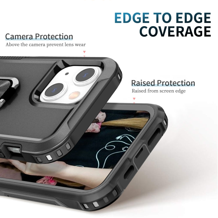 For iPhone 13 mini 3 in 1 PC + TPU Phone Case with Ring Holder