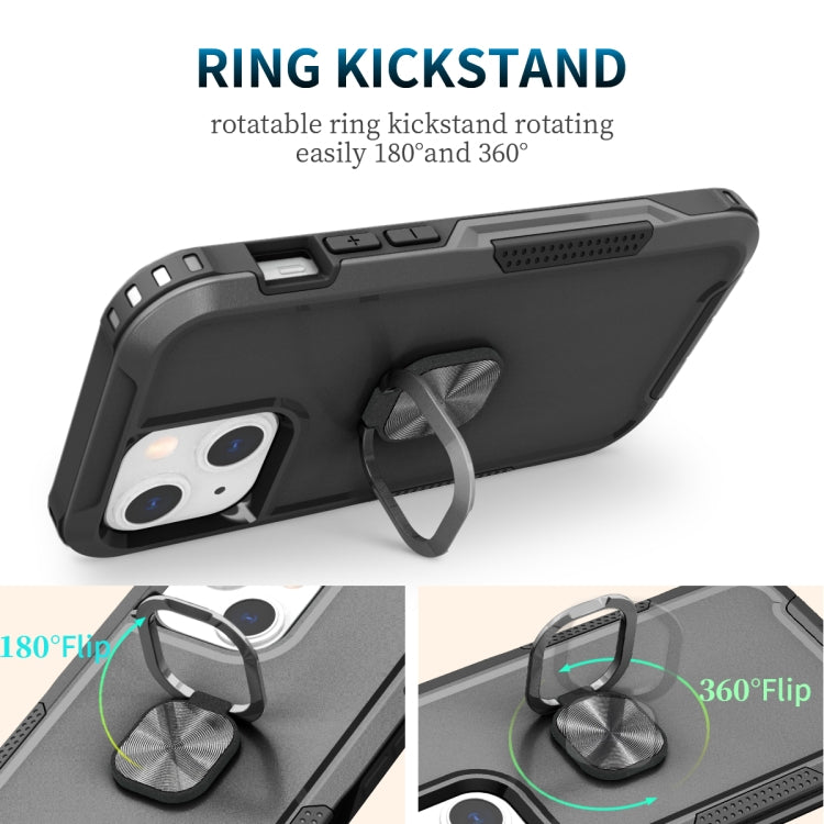 For iPhone 13 mini 3 in 1 PC + TPU Phone Case with Ring Holder