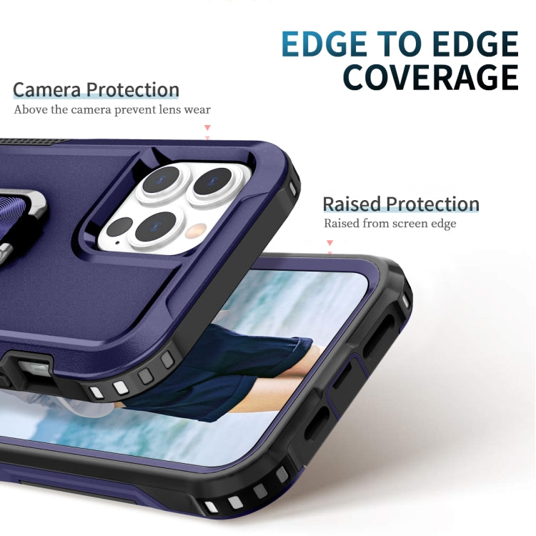 For iPhone 13 Pro Max 3 in 1 PC + TPU Phone Case with Ring Holder