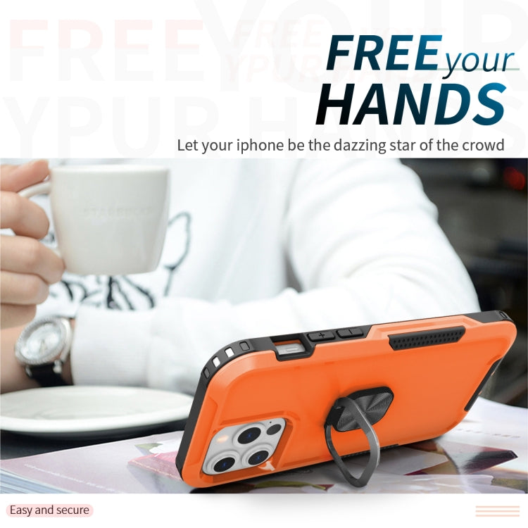 For iPhone 13 Pro Max 3 in 1 PC + TPU Phone Case with Ring Holder