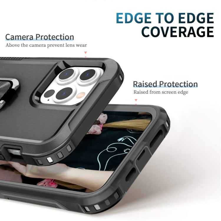 For iPhone 13 Pro 3 in 1 PC + TPU Phone Case with Ring Holder