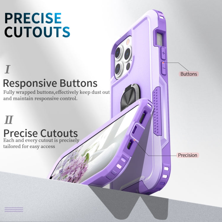 For iPhone 13 Pro 3 in 1 PC + TPU Phone Case with Ring Holder